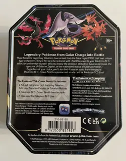 Crown Zenith Galarian Zapdos Tin Brand New Factory Sealed Condition Pokemon TCG - Image 5