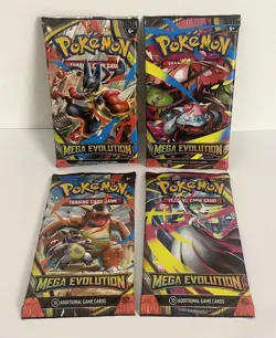 Pokemon TCG Mega Evolution Art Set 4x Single Booster Pack - Image 1