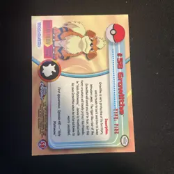 Pokemon Growlithe #58 Topps Chrome 2000 T.V. Animation - Image 2