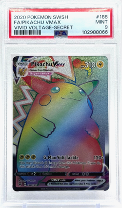 Pokemon Pikachu VMAX Rainbow Full Art Vivid Voltage 188/185 PSA 9 Mint TCG - Image 1