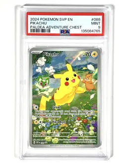 2024 POKEMON SVP 088 EN-SV BLACK STAR PROMO PALDEA ADVENTURE CHEST PIKACHU PSA 9 - Image 1