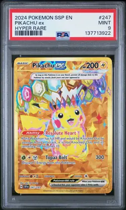 2024 Pokemon Ssp En-Surging Sparks #247 Pikachu Ex Hyper Rare PSA 9 MINT - Image 1