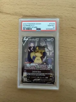 Mimikyu V Pokemon 2022 SWSH Brilliant Stars Full Art Trainer Gallery TG16 PSA 10 - Image 1
