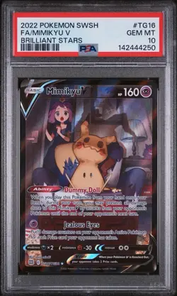 2022 POKEMON SWORD & SHIELD BRILLIANT STARS #TG16 FULL ART/MIMIKYU V PSA 10 - Image 1