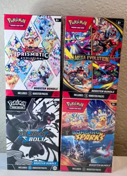 Pokemon Booster Bundle Lot Prismatic Evolutions, Black Bolt, Mega, Surging NEW - Image 1
