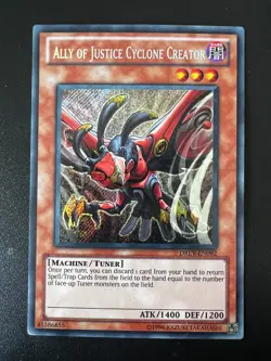 Ally of Justice Cyclone Creator DREV-EN092 Secret Rare UNL Near Mint Yugioh - Image 1
