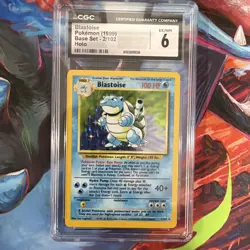 CGC 6 Blastoise 2/102 Holo Base Set Pokemon Card - Image 1