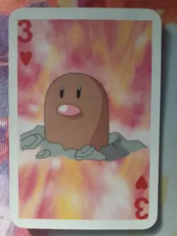 Diglett 3 of Hearts Pokemon 1999 Mini Red Deck Playing Cards 2.5x1.75in NM - Image 1