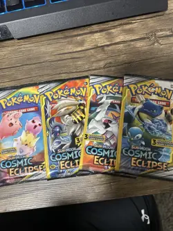 Pokemon Cosmic Eclipse Mini Booster Pack 3-Card Set, Complete Art Set - Image 1