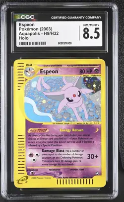 CGC 8.5 Espeon 2003 Aquapolis H9/H32 Holo Pokemon Card - Image 1