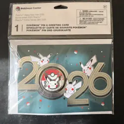 Pokemon Center Pikachu Happy New Year 2026 Pin & Greeting Card Set Pokemon - NEW - Image 1