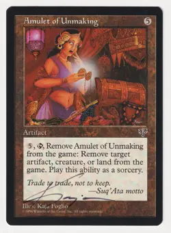 Signed Amulet of Unmaking Proof LP Artist Kaja Foglio MTG Magic AP Reserved List - Image 1