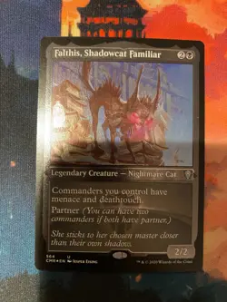 MTG Commander Legends Falthis Shadowcat Familiar Foil Etched - Image 1