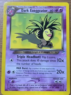 Dark Exeggutor 33/105 Vintage Pokemon Neo Destiny Set 2000 Light Play LP + - Image 1