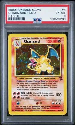 2000 POKEMON BASE SET 2 #4 CHARIZARD-HOLO PSA 6 - Image 1