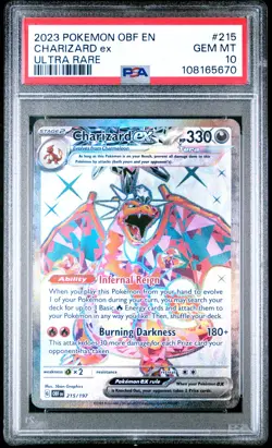 2023 POKEMON OBF EN-OBSIDIAN FLAMES ULTRA RARE #215 CHARIZARD EX PSA 10 - Image 1