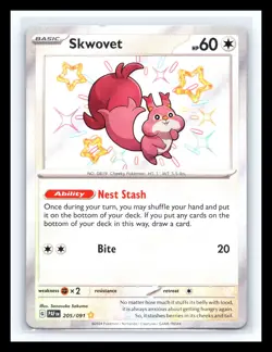 💥 Skwovet # 205/091 Paldean Fates Baby Shiny Holo Rare - Pokemon 2024 - Image 1