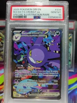 2025 POKEMON DRI EN-DESTINED RIVALS #234 TEAM ROCKET'S CROBAT EX PSA 10 - Image 1