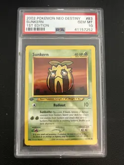 2020 Pokemon Neo Destiny Sunkern 1st Edition PSA 10 - Image 1