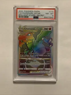 2022 POKEMON SWORD & SHIELD BRILLIANT STARS #174 FULL ART/CHARIZARD VSTAR PSA 8 - Image 1