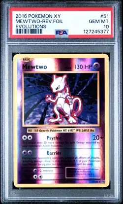MEWTWO 2016 Pokemon XY Evolutions Reverse Holo #51 - PSA 10 - Image 1