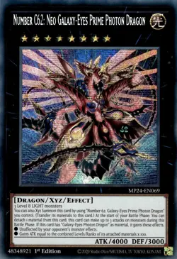 Number C62: Neo Galaxy-Eyes Prime Photon Dragon-Prismatic Secret Rare - 1st E... - Image 1