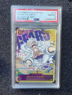 2023 One Piece Monkey D. Luffy Alt Art OP05-119 SEC PSA 10 Gem Mint English - Image 1