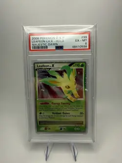 PSA 6 Pokemon TCG Leafeon LV.X 99 Holo Rare Card Majestic Dawn - Image 1