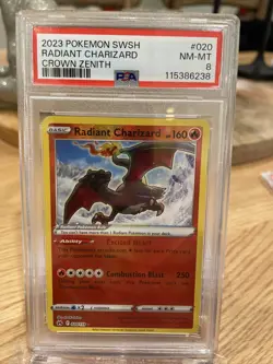 2023 RADIANT CHARIZARD PSA 8 POKEMON CROWN ZENITH # 020/159 Holo Rare Shiny Card - Image 1