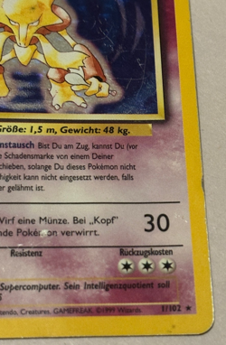 Simsala Alakazam German Holo Pokemon 1/102 Base Set WOTC Vintage Trading Card - Image 4