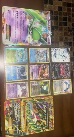 Pokemon XY Ancient Origins Mega Rayquaza EX Jumbo Shiny Full Art + holo cards - Image 1