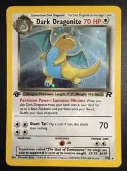 Pokemon TCG Dark Dragonite Holo Rare Card First Edition 5/82 Mint WotC - Image 1