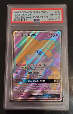 2019 Pokemon S&M Unified Minds Black Star Promo Jirachi GX Full Art #79a PSA 10 - Image 1