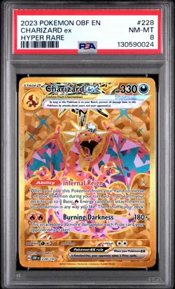 2023 POKEMON OBF EN-OBSIDIAN FLAMES HYPER RARE #228 CHARIZARD EX PSA 8 - Image 1