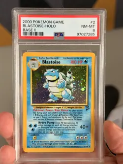 2000 Pokemon Base Set 2 Blastoise #2 Holo Rare PSA 8 NM-MT - Image 1