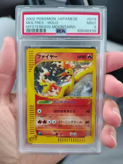 2002 Pokemon Moltres Holo Japanese Mysterious Mountains PSA 9 #019 - Image 1