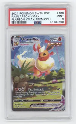 2021 POKEMON SWSH BLACK STAR PROMO FULL ART FLAREON VMAX PREMIUM PSA 9 Q1887 - Image 1