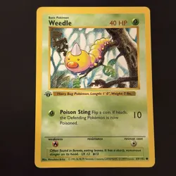 Pokemon Vintage 1st Edition Shadowless Weedle 69/102 Base Set WOTC 1999 - Image 1