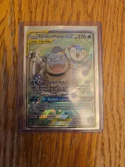 Pokemon TCG Blastoise & Piplup GX Tag Team Cosmic Eclipse 215/236 - Image 1