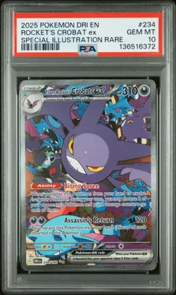 2025 POKEMON DESTINED RIVALS ILLUSTRATION RARE TEAM ROCKET'S CROBAT EX PSA 10 - Image 1