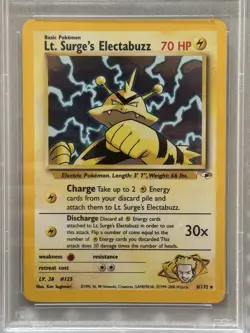 2000 POKEMON GYM HEROES HOLO #6 LT. SURGE'S ELECTABUZZ PSA 8 - Image 2