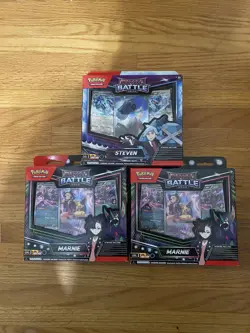 Pokemon Rival Battle Deck Marnie 10/10. 2 Marnie rival battle decks and 1 Steven - Image 1