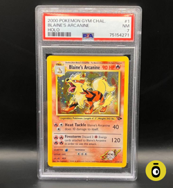 POKEMON - BLAINE'S ARCANINE HOLO RARE 1/132 - Gym Challenge - ENG - NM - PSA 7 - Image 1