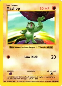 Pokemon TCG Machop Shadowless Base Set 52/102 NM - Image 1
