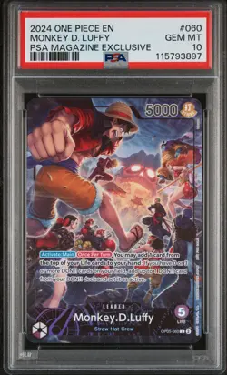 2024 One Piece EN Promo Monkey D. Luffy PSA Magazine Exclusive OP05-060 PSA 10 - Image 1