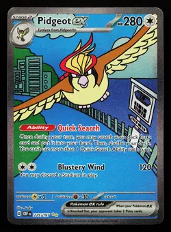 Pidgeot ex 225/197 Special Illustration Rare Obsidian Flames Pokemon Card - Image 1