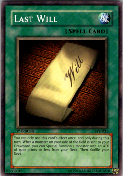 Yu-Gi-Oh Last Will Spell Card 1st Edition SYE-031 1996 Konami TCG - Image 1