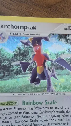 Pokemon Garchomp 2007 LV.66 Holo Card 9/123 Mysterious Treasures Series - Image 2