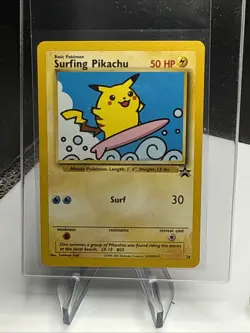 Surfing Pikachu # 28 Black Star Promo WOTC Pokemon Card Beauty! - Image 1