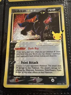 Pokemon TCG Umbreon Gold Star 17/17 Celebrations Holo Card Classic Collection - Image 1